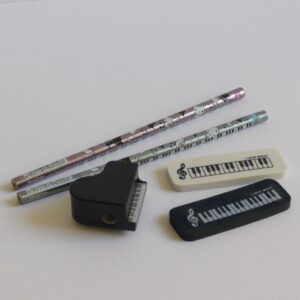 set van gummen puntenslijper en potloden